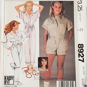 Vintage 80s McCalls Pattern 8927 Girls One Piece Romper Shorts Pants Sz S Uncut